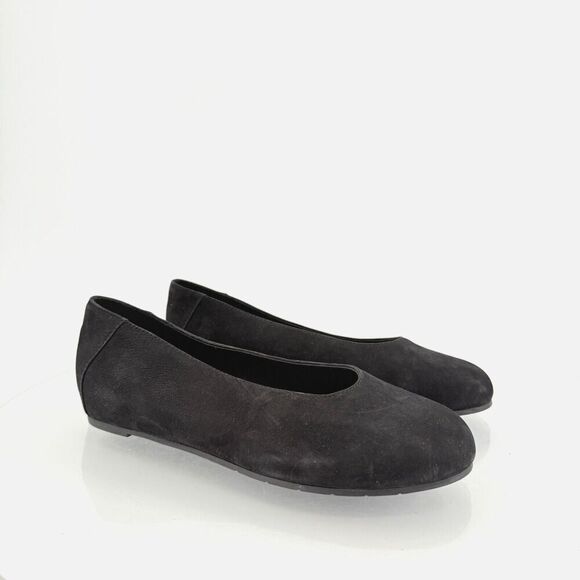 Eileen Fisher Womens Una Hidden Wedge Ballet Flats Size 7 Black Suede Round Toe - Picture 1 of 14
